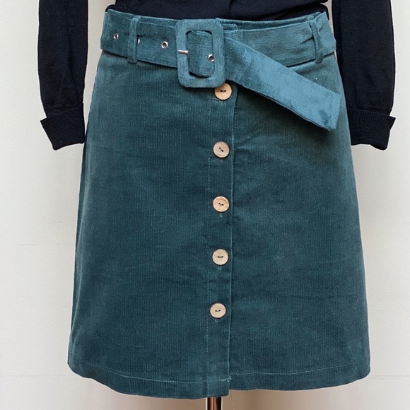 Chocolate Belted Corduroy Miniskirt NWT - Green - Picture 3 of 7